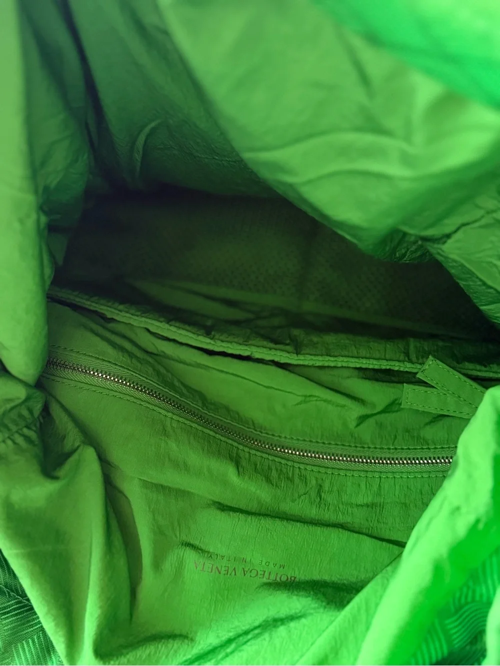 Bottega Veneta Green Woven-Texture Backpack